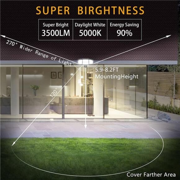 35W Motion Sensor LED Security Light Outdoor with Remote Control,3 Head Plug in - Picture 4 of 6